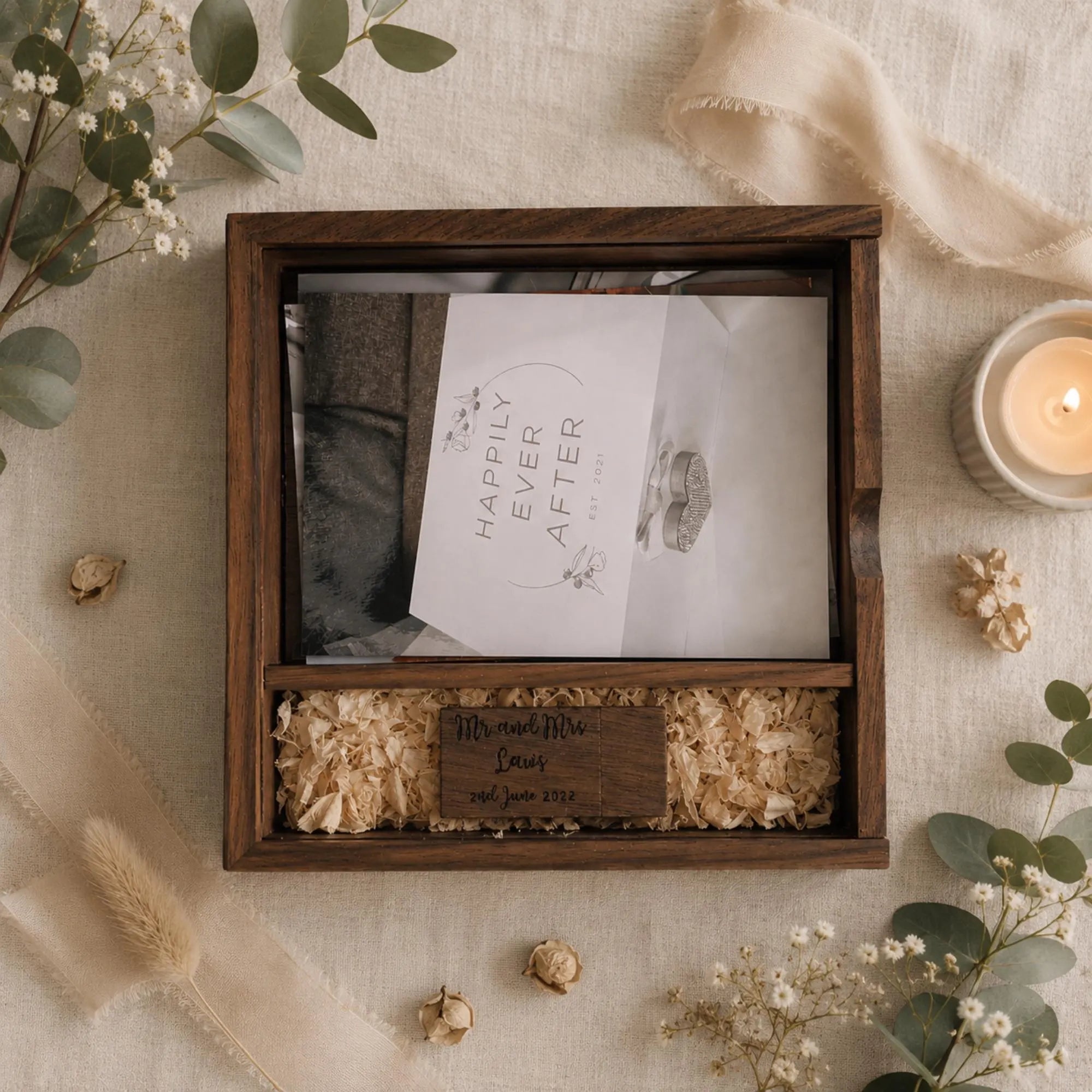 Personalised Engraved Wedding Photo USB Box