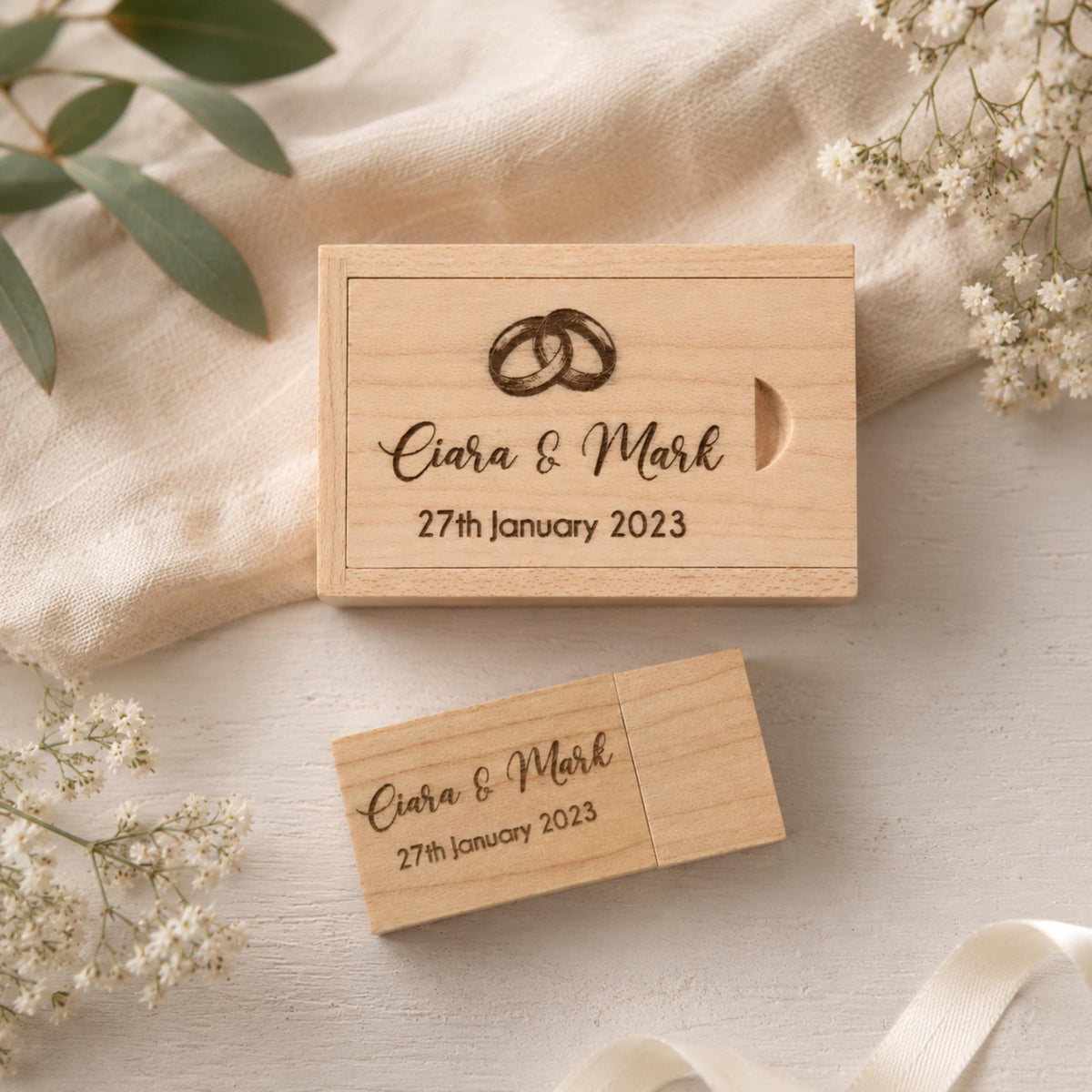 Personalised Wooden Block USB Box Set