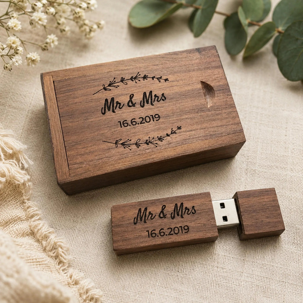 Custom wooden wedding usb