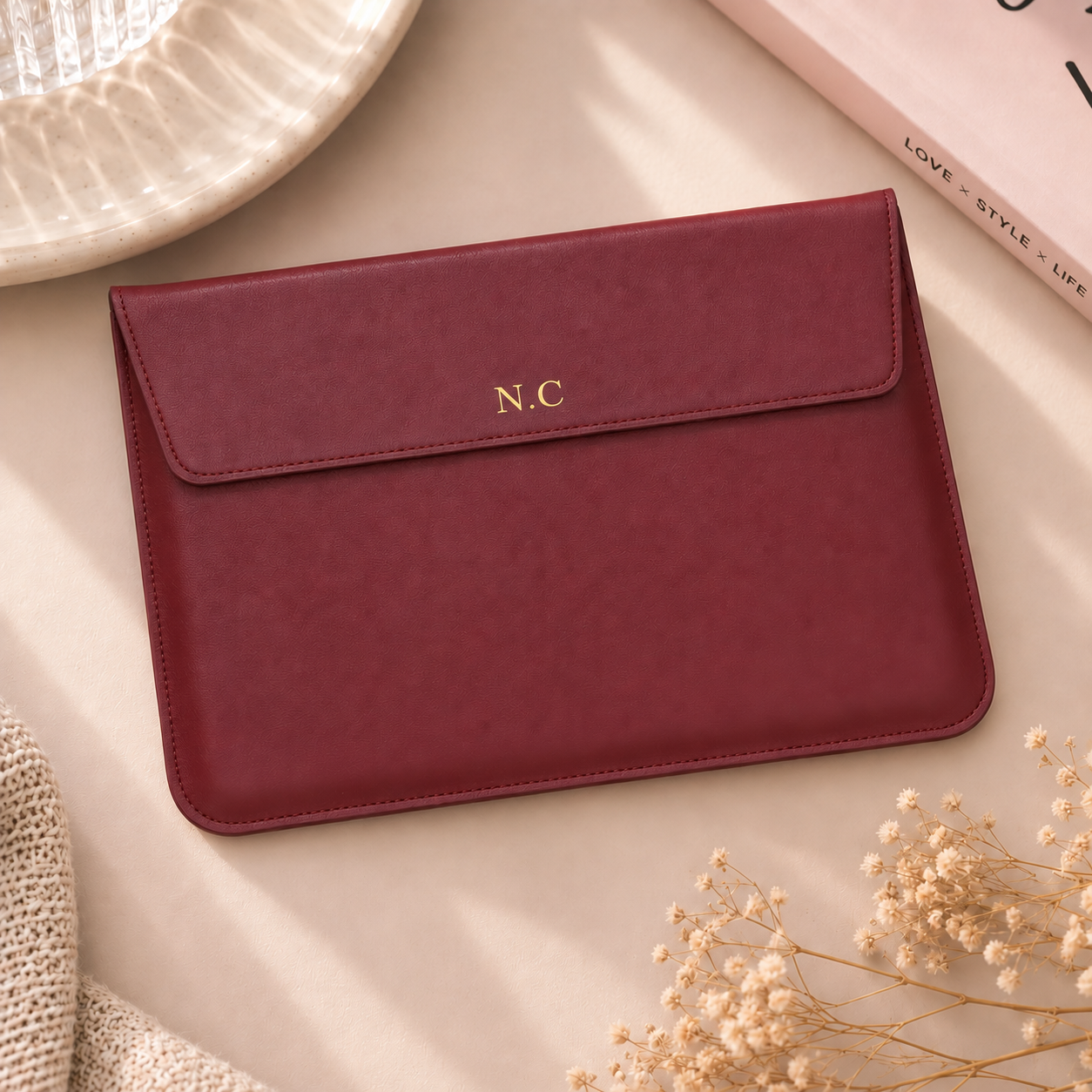 Personalised Leather MacBook Sleeve