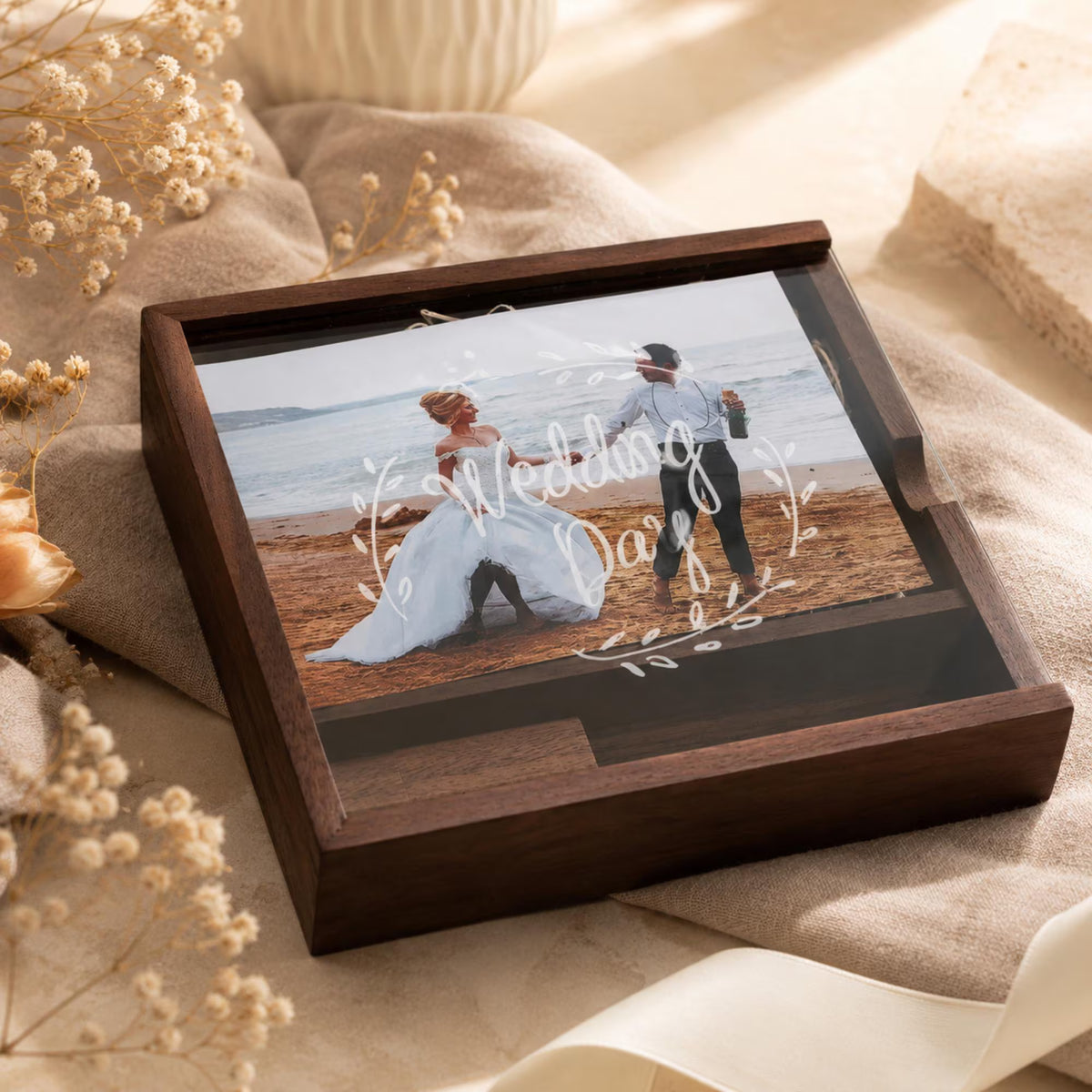 Personalised Wedding USB Photo Box Acrylic Clear Lid  2.0 3.0