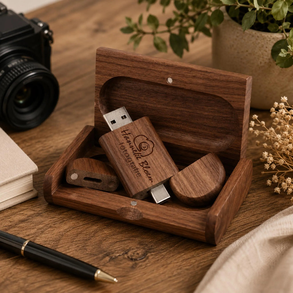 Personalised Wooden USB Box Set Dual Type C USB A