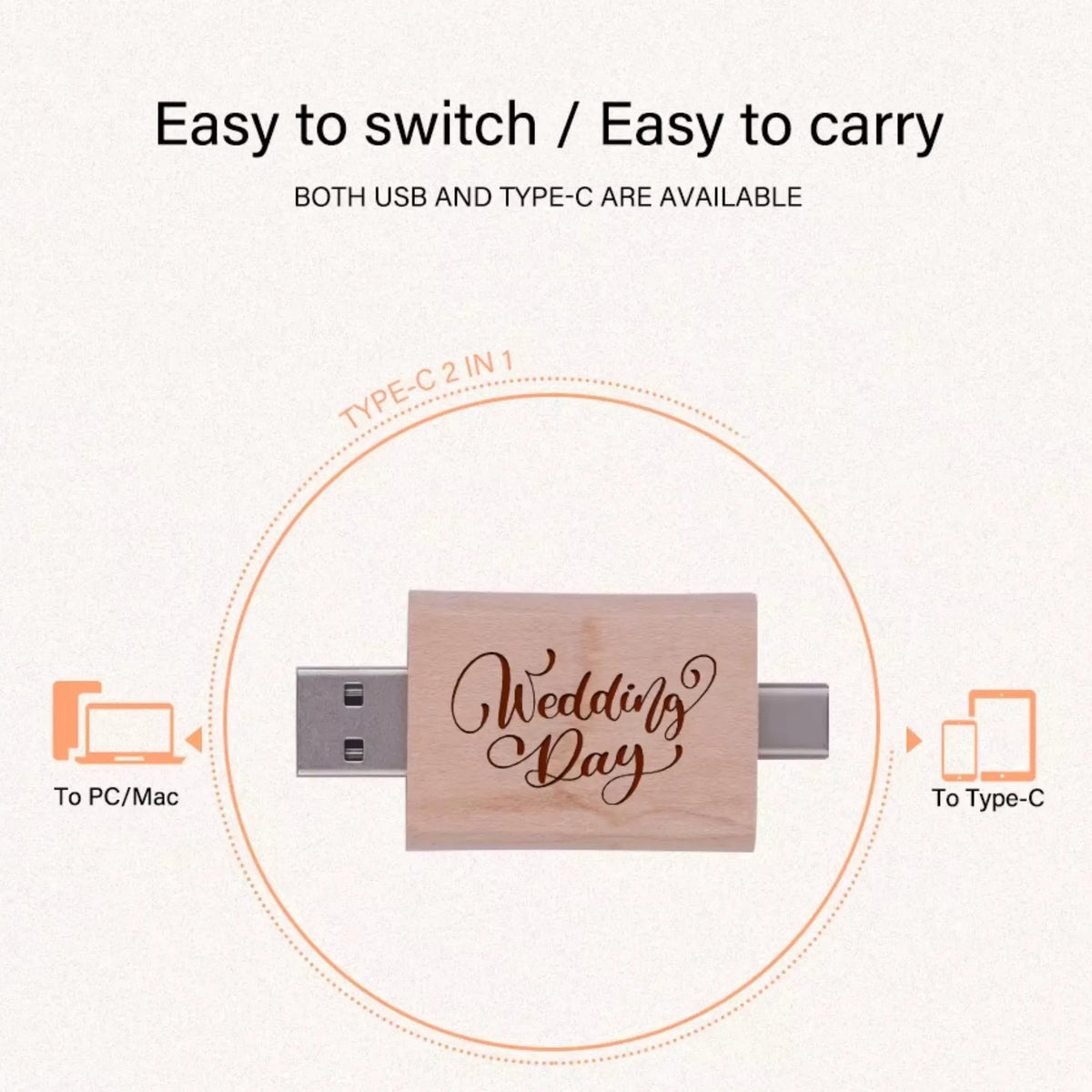 Personalised Wooden USB Box Set Dual Type C USB A
