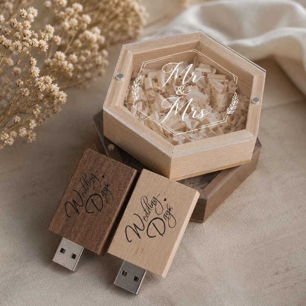 Custom hexagon clear lid USB box