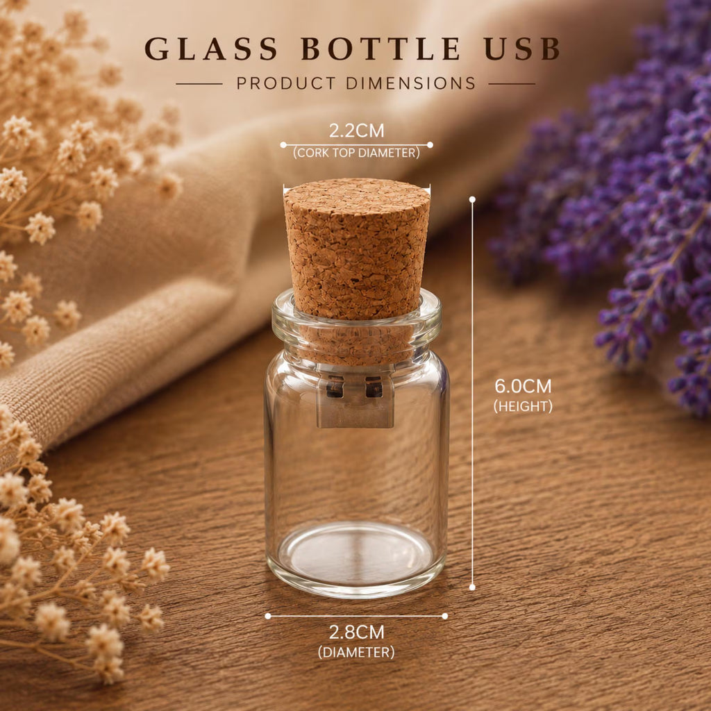 Personalised Cork Bottle USB With Wooden Box