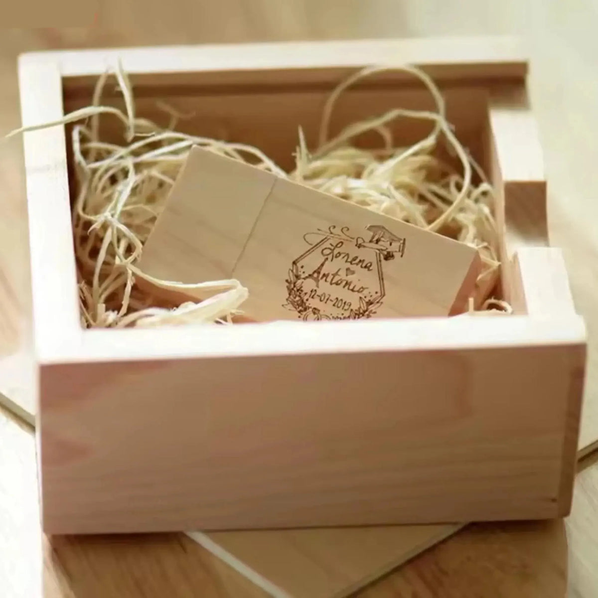 Personalised Wooden Square USB Set