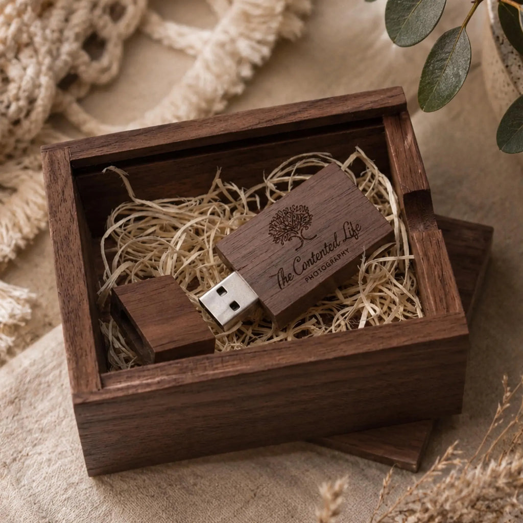 Personalised Wooden Square USB Set
