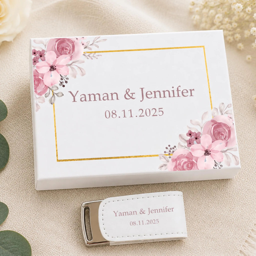 Personalised Leather USB With Card Presentation Box
