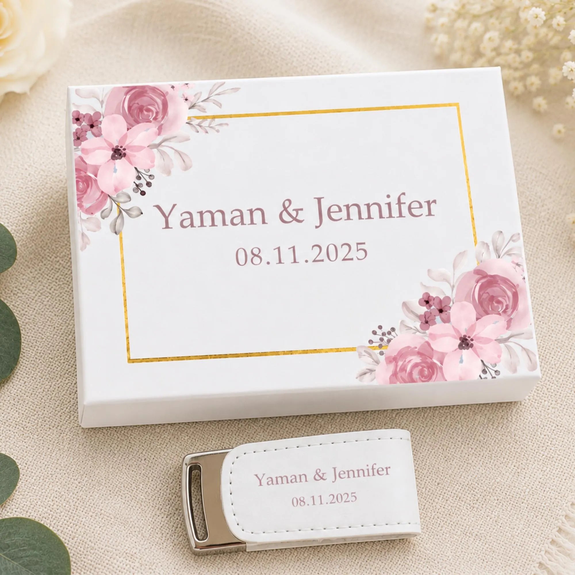Personalised Leather USB With Card Presentation Box
