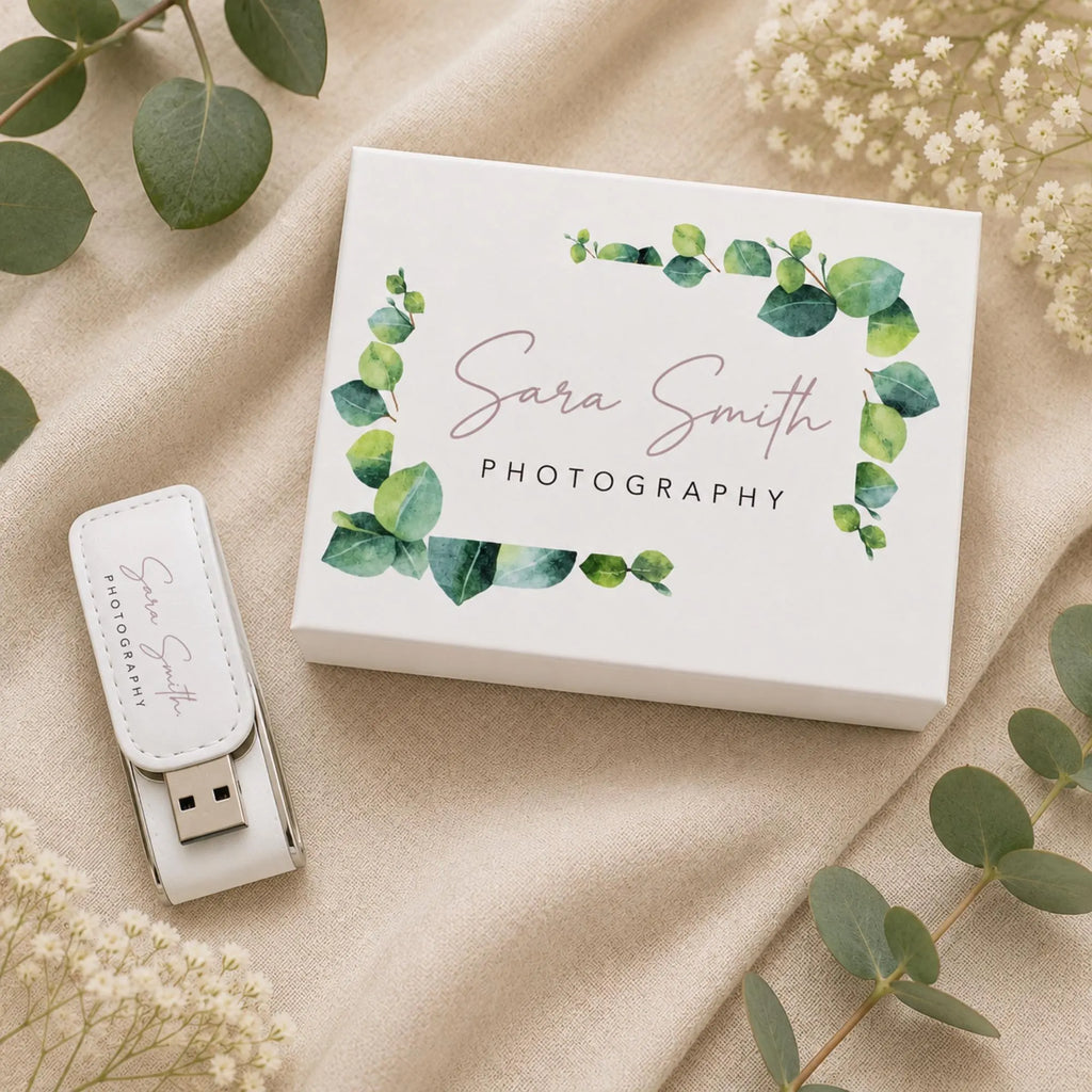 Personalised Leather USB With Card Presentation Box