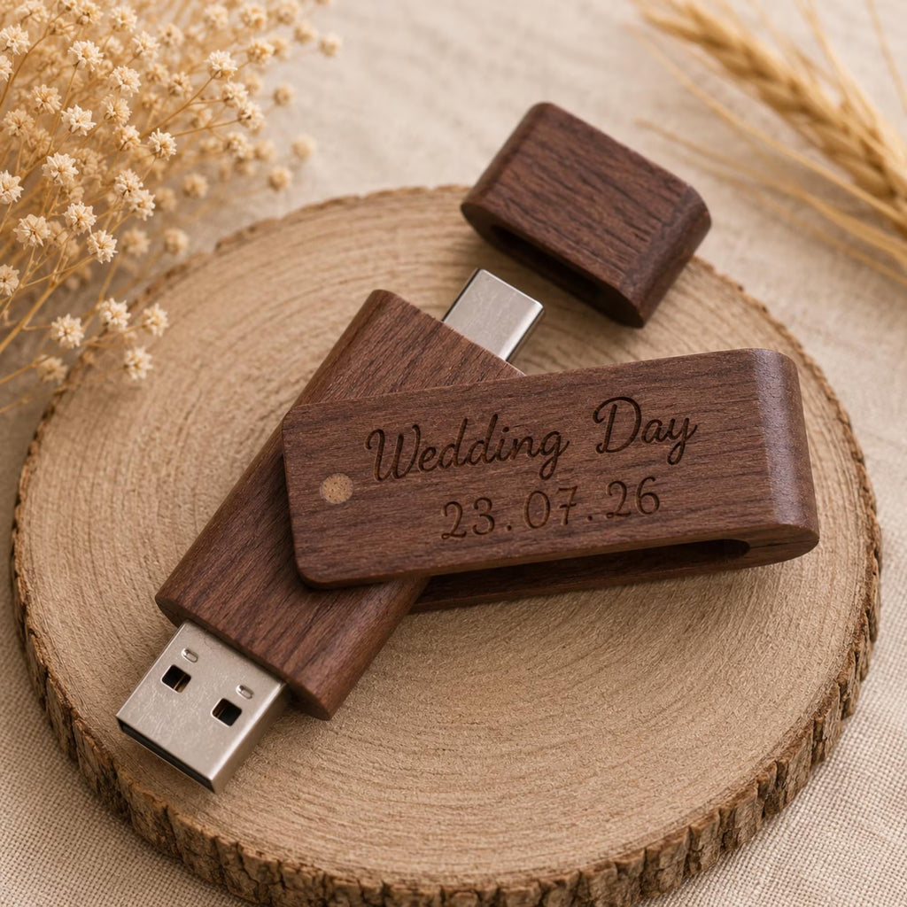 Personalised Wooden Dual USB 3.0 Stick USB-C & USB-A